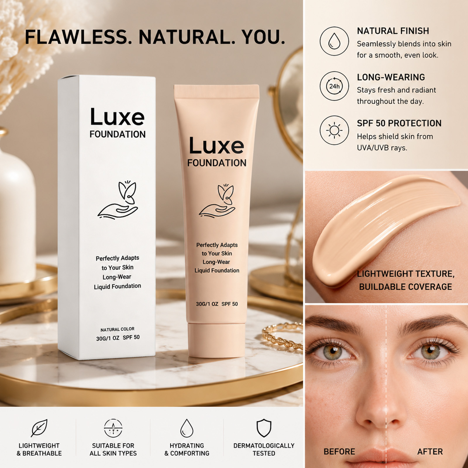 Base de Maquiagem com FPS 50+  - Face Moisturizer Spf avaliação e preço